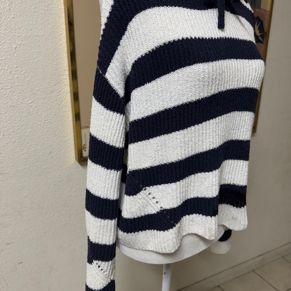 Rag and Bone Sunny striped knit navy and white hoodie sz small - Picture 5 of 9
